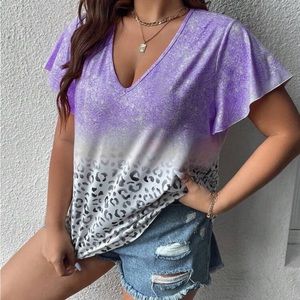 Women’s blouse purple with leopard print
